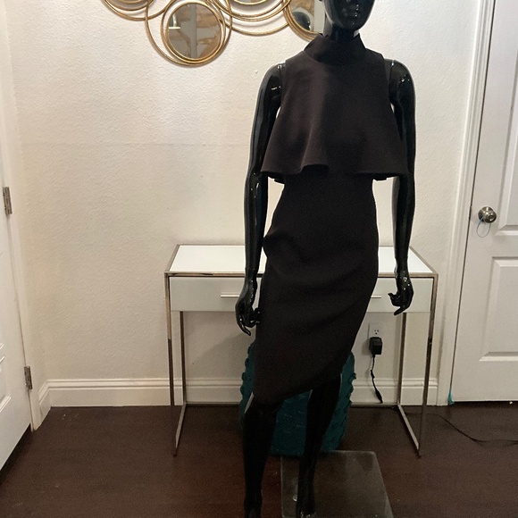 NWOT SEXY SLEEVELESS PENCIL STYLE DRESS W/ BELERO FLOW ATTACHED TOP L ♥️♥️♥️ - Picture 1 of 16
